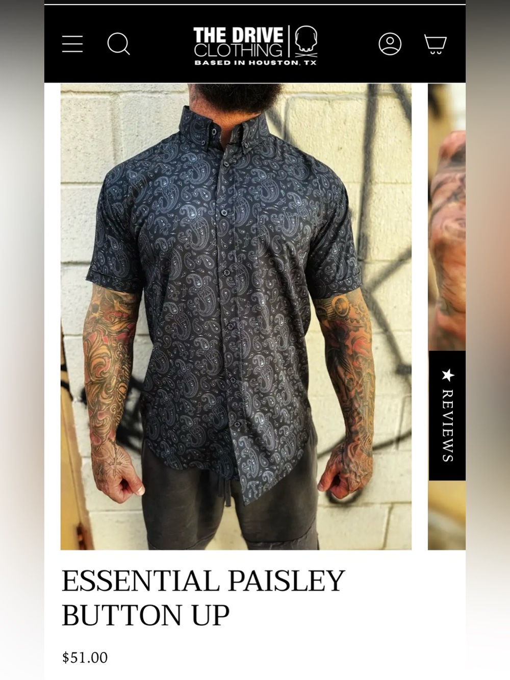 The Drive Clothing Essential Paisley Button Shirt Size Large